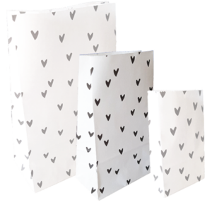 Blokzak kraft hartjes zwart wit - M (2st)