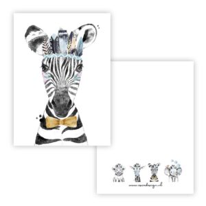 Mini kaart zebra blauw