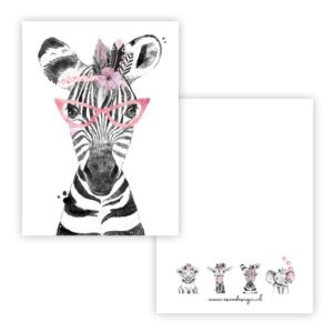 Mini kaart zebra roze