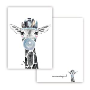 Mini kaart giraffe blauw