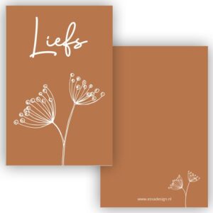 Mini kaartje 'liefs' cognac