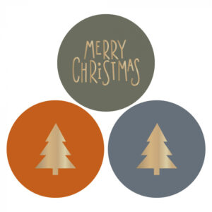 Stickers trio 'Merry Christmas' en bomen (10st)