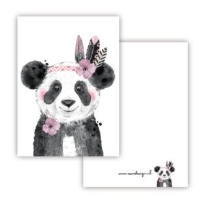 Mini kaart panda roze