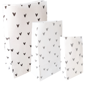 Blokzak kraft hartjes zwart wit - L (2st)