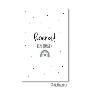 Mini kaart 'hoera een jongen'