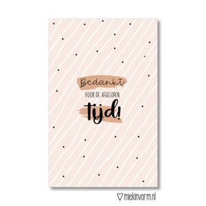Mini kaart 'bedankt voor de afgelopen tijd'