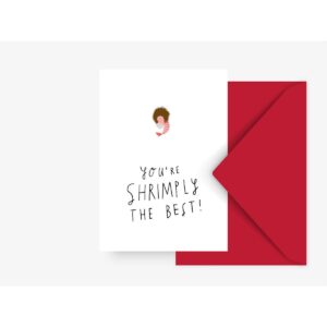 Wenskaart 'shrimply the best' met enveloppe