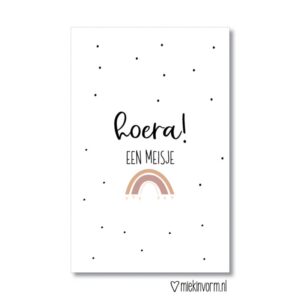 Mini kaart 'hoera een meisje'