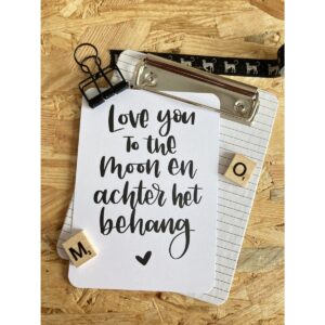 Ansichtkaart I Love you to the moon en achter het behang