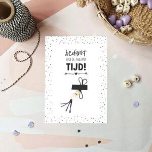 Kaart gelukspoppetje 'bedankt voor de afgelopen tijd'