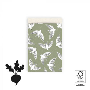 Inpakzakje birds old green - M (5st)