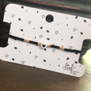 Armbandje I black white heart gold