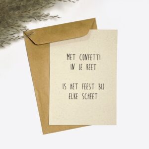 Ansichtkaart I Met confetti in je reet is het feest bij elke scheet