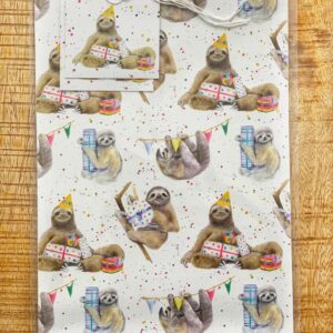 Inpakpapier met cadeaulabel I Verjaardag luiaard