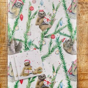 Inpakpapier met cadeaulabel I Kerst luiaard