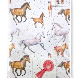 Inpakpapier met cadeaulabel I Paard en veulen feest