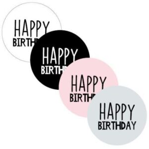 Sticker I Happy birthday in verschillende kleuren (4st)