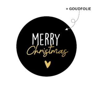 Stickers I Merry Christmas gouden hartje (10st)