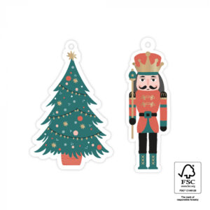 Gift tag duo I nutcracker en kerstboom (2st)