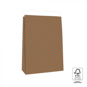 Blokbodemzak stripes forest green/dark cognac I XL (2st)