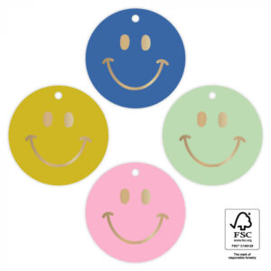 Cadeaulabels - smiley (4st)