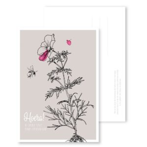 Ansichtkaart I Hoera (bloem Cosmea)