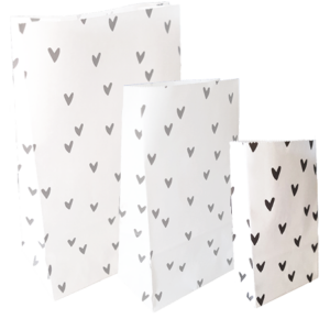 Blokzak kraft hartjes zwart wit - S (2st)