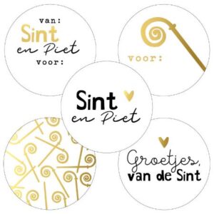 Stickers I Sinterklaas staf goud (10st)