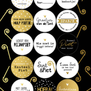Stickervel I Sinterklaas goudfolie (15st)