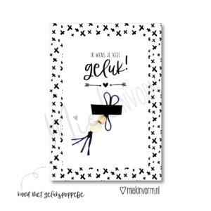 Kaart met gelukspoppetje I Ik wens je veel geluk