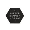 Stickers I Zeshoek hieperdepiep hoera! zwart (10st)