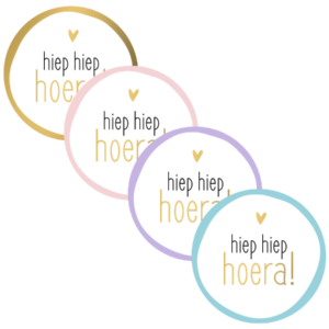 Stickers I Hiep hiep hoera 4 kleuren (10st)