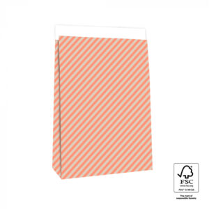 Blokbodemzak stripes salmon orange I XL (2st)