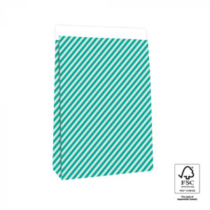 Blokbodemzak stripes turquoise blue I XL (2st)