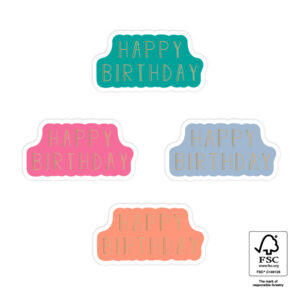 Stickers I 4 kleuren happy birthday gold/bright (10 st)