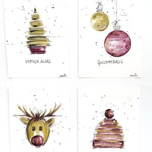 Kaartenset I Kerst waterverf (4st.)