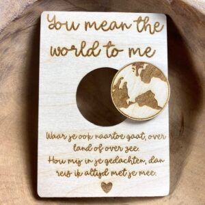 Houten kaart I You mean the world to me