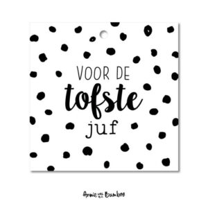 Mini kaart I Voor de tofste juf cadeaulabel