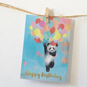 Ansichtkaart I Happy birthday panda ballonnen