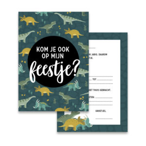 Set uitnodigingen, enveloppen en stickers I dino (8st.)