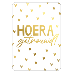 Ansichkaart I Hoera getrouwd goud