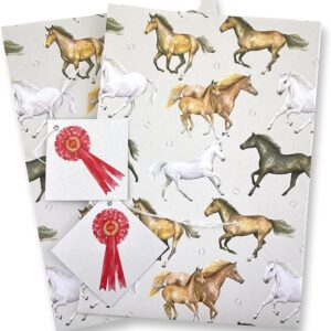 Inpakpapier met cadeaulabel I Paarden
