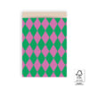 Inpakzakje harlequin groen roze I L (5 st.)