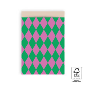 Inpakzakje harlequin groen roze I L (5 st.)