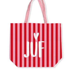 Canvas tas I gestreept juf