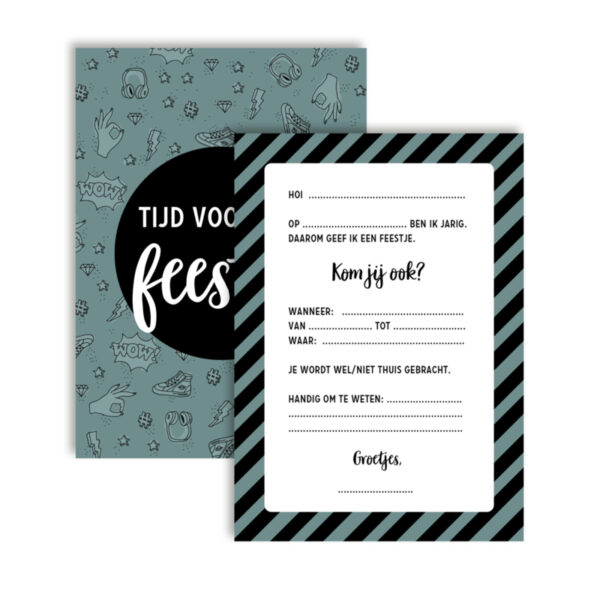 Set uitnodigingen, enveloppen en stickers I doodles (8st.) - Afbeelding 3