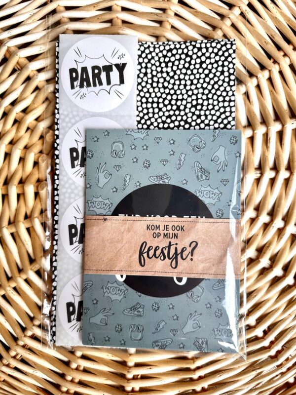 Set uitnodigingen, enveloppen en stickers I doodles (8st.) - Afbeelding 2