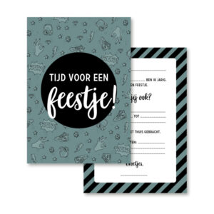 Set uitnodigingen, enveloppen en stickers I doodles (8st.)
