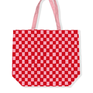 Canvas tas I geblokt roze / rood
