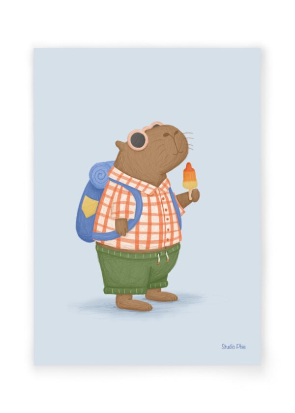 Kaart I capibara met raketje StudioPhie